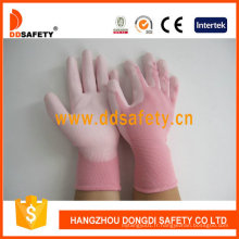 Ddsafety Rose Nylon blanc PU enduit gants de sécurité Dpu161
